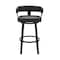 Armen Living Cohen 30" Bar Height Swivel Bar Stool in Black Finish and Black Faux Leather 721535761937 - alternate 8